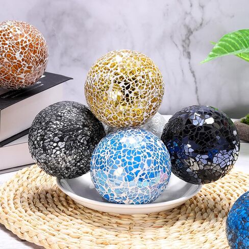 uxcell 3Pcs Decorative Glass Balls 3.15 Inch Orbs Centerpiece Balls Mosaic Glass Ball Sphere for Decor Bowls Vases Dining Table Party, Red in Saudi Arabia