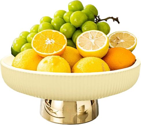 Fruit Bowl for Kitchen Counter, Ceramic Decorative Bowl for Modern Home Decor, 11" Large Pedestal Bowl for Table Décor, Fruit, Vegetables, Bread (White) in Saudi Arabia