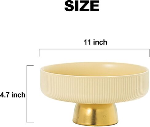 Fruit Bowl for Kitchen Counter, Ceramic Decorative Bowl for Modern Home Decor, 11" Large Pedestal Bowl for Table Décor, Fruit, Vegetables, Bread (White) in Saudi Arabia