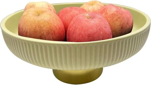 Fruit Bowl for Kitchen Counter, Ceramic Decorative Bowl for Modern Home Decor, 11" Large Pedestal Bowl for Table Décor, Fruit, Vegetables, Bread (White) in Saudi Arabia