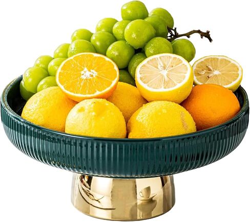 Fruit Bowl for Kitchen Counter, Ceramic Decorative Bowl for Modern Home Decor, 11" Large Pedestal Bowl for Table Décor, Fruit, Vegetables, Bread (White) in Saudi Arabia