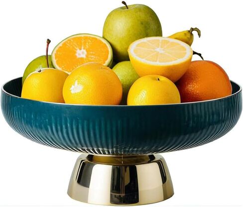 Fruit Bowl for Kitchen Counter, Ceramic Decorative Bowl for Modern Home Decor, 11" Large Pedestal Bowl for Table Décor, Fruit, Vegetables, Bread (White) in Saudi Arabia