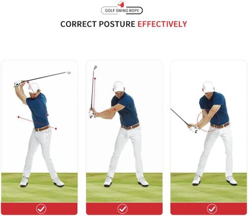 مدرب جولف سوينغ، مجموعة مساعدات مدرب جولف سوينغ، حبل المسافة لتحسين سرعة التأرجح، إيقاع متخلف، عصا تسخين الجولف لتدريب القوة والإيقاع، حزام ذراع للمبتدئين في الجولف باللون الأحمر in Kuwait