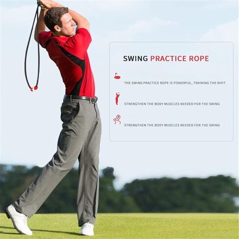 مدرب جولف سوينغ، مجموعة مساعدات مدرب جولف سوينغ، حبل المسافة لتحسين سرعة التأرجح، إيقاع متخلف، عصا تسخين الجولف لتدريب القوة والإيقاع، حزام ذراع للمبتدئين في الجولف باللون الأحمر in Kuwait