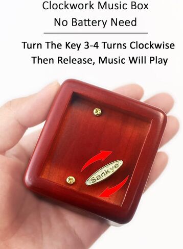 Natural Wooden Music Box with Customizable Photos Wind Up Musical Box Gifts for Christmas,Birthday and Valentine's Day(Simple Wine Red, Tone:When You Wish Upon a Star) in Saudi Arabia