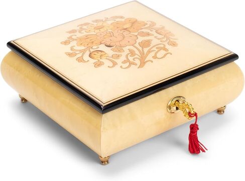 Haelo BLTRIBWH125 Ballet Slippers 7 x 6.5 Inch Pioppo Italian Hand Crafted Inlaid Wood Jewelry Music Box Plays Tune Brahms Lullaby in Saudi Arabia