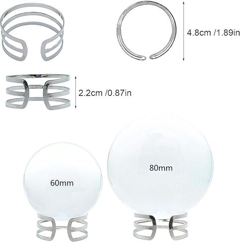 5 قطع حامل عرض كروي قابل للتعديل حامل كرة كريستال حامل حلقي لعرض البيسبول وكرة الجولف وكرة التنس ومجموعة الكرات الرخامية 40-80 مم in Kuwait