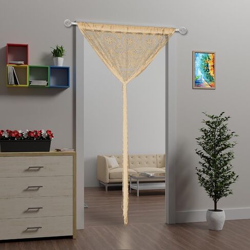 Macrame Lace Door String Curtain for Doorways，Bohemian Curtains Window Wall Closet Bedroom Kitchen Hippie Hanging Panels Boho Room Divider Girls Kids（Champange, 39×79in in Saudi Arabia