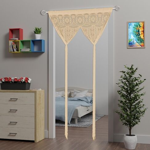 Macrame Lace Door String Curtain for Doorways，Bohemian Curtains Window Wall Closet Bedroom Kitchen Hippie Hanging Panels Boho Room Divider Girls Kids（Champange, 39×79in in Saudi Arabia