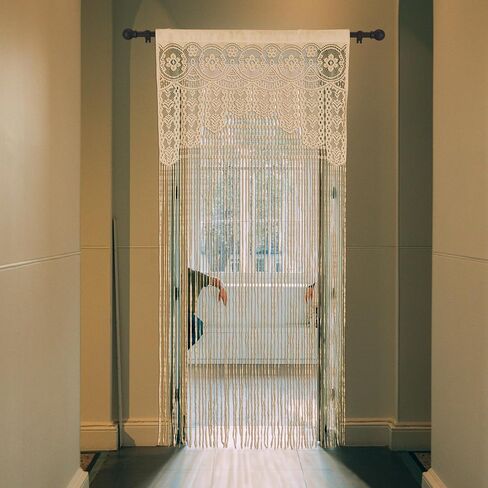 Macrame Lace Door String Curtain for Doorways，Bohemian Curtains Window Wall Closet Bedroom Kitchen Hippie Hanging Panels Boho Room Divider Girls Kids（Champange, 39×79in in Saudi Arabia