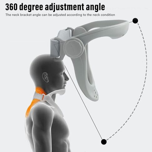 مصحح وضعية دعم الرقبة - جهاز جر عنق الرحم 360 درجة لتخفيف الألم - دعامة فعالة للرقبة لتصحيح الوضعية وتخفيف الضغط - لون رمادي in Kuwait