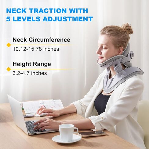 Cervical Neck Traction Device, Air Pump Neck Brace, Adjustable Inflatable Neck Stretcher with 3 Power Tractions for Neck Pain Relief, Neck Decompression Tension Relief in Saudi Arabia