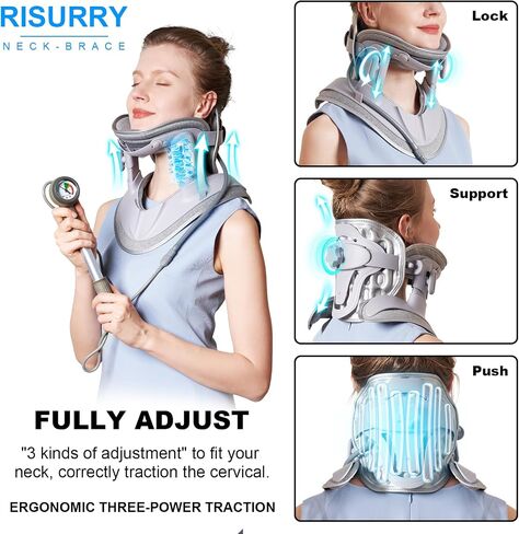 Cervical Neck Traction Device, Air Pump Neck Brace, Adjustable Inflatable Neck Stretcher with 3 Power Tractions for Neck Pain Relief, Neck Decompression Tension Relief in Saudi Arabia