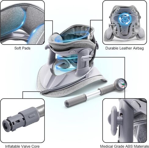 Cervical Neck Traction Device, Air Pump Neck Brace, Adjustable Inflatable Neck Stretcher with 3 Power Tractions for Neck Pain Relief, Neck Decompression Tension Relief in Saudi Arabia