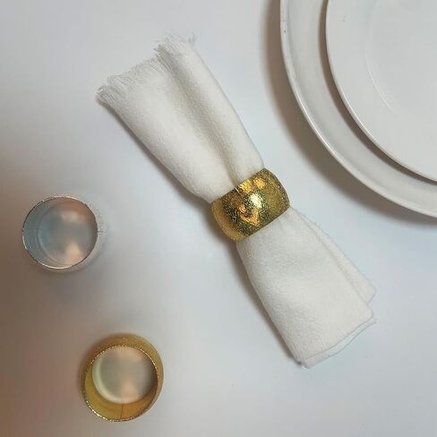 مجموعة حلقات مناديل معدنية مكونة من 12 قطعة، حلقات مناديل دائرية ذهبية بالإضافة إلى حلقات مناديل مستديرة فضية مجموعة مكونة من 6 قطع، مناسبة للصيف والغداء والنزهة والولائم وأعياد الميلاد والكريسماس وزينة طاولة عيد الشكر in Kuwait