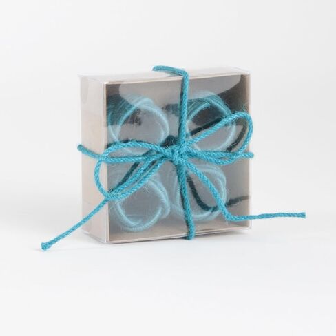 حلقات مناديل خيش الجوت المضفرة الكلاسيكية من فينكو ستايلز - مجموعة من 4 قطع (فيروزي) in Kuwait