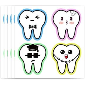 Happy Tooth Shaped Stickers Funny Teeth Sticker 2.5 Inch Tooth Shaped Dental Stickers for Kids Classroom Party Prizes Car Office Wall Laptop Windows 200 Pcs, Hodmopli002
