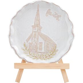 Mud Pie Spring Plate On Easel, 7" dia, Church