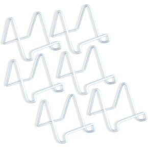 BANBERRY DESIGNS Wire Easel Plate Stands Display Holder White - White Metal - 3 Inch - Pack of 6