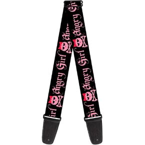 Buckle-Down Guitar Strap Angry Girl Black Pink 2 Inches Wide (GS-W30119)