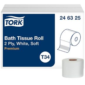 Tork Toilet Paper Roll White T34, Premium, 2-ply, 48 x 625 sheets, 246325