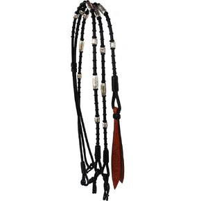 PRORIDER Horse Braided Leather Rawhide Rommel Romel Romal Reins Silver Black Tack 6653