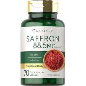 Carlyle Saffron Extract Capsules 88.5mg | 70 Count | Non-GMO & Gluten Free Supplement