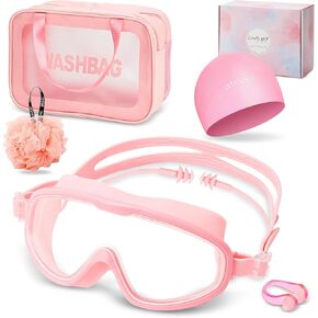 Swimming Goggles Set, Swimming Gift with Swimming Goggles, Swimming Cap, Dry and Wet Separation Bag, Nose Clip and Earplug