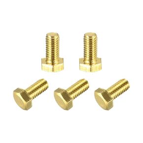 uxcell Brass Hex Bolts, M5x8mm 10pcs Fully Thread Grade 4.8 Solid Brass Hexagon Head Bolt Machine Screws for Machinery