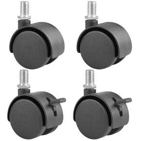 4 Pcs 1.5" Nylon Plastic Swivel Casters Wheel with Brakes, M8 Nylon Furniture Wheel Replacement, Swivel Cart Wheels, Workbench Small Casters