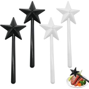 4PCS Star Wand Salt and Pepper Shakers,Salt and Pepper Shaker Magi c Wands 3 Holes The Seasoning Bottle Refillable Spice Tools, Halloween Christmas Kitchen Accessories