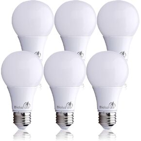 Bioluz LED 40 Watt LED Light Bulbs 2700K Warm White 6 Watts = 40W Non-Dimmable A19 LED Light Bulbs 6 Pack