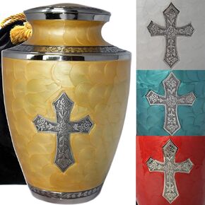 Red Cross Cremation Urn for Human Ashes Adult Female for Burial & Home - Urns for Ashes Adult Large Urns for Mom & Cremation Urns for Women Cross Urn