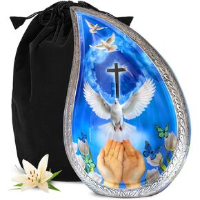 Teardrop Urn for Human Ashes - Cremation Urn for Ashes for Men & Women - Handcrafted Decorative Funeral Urn for Male & Female - Honor Your Loved One with Memorial Urn (Azure, Large)