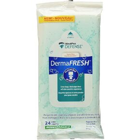 مناديل مبللة شخصية قابلة للتحلل البيولوجي من MedPro Defense Dermafresh، مقاس 9 × 12 بوصة، ناعمة وسميكة، مع محلول تنظيف لطيف، أكبر من معظم المناديل المبللة، 24 منديلًا في كل عبوة in Kuwait