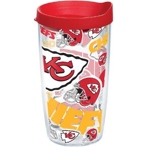 Tervis Made in USA Double Walled NFL Kansas City Chiefs Insulated Tumbler Cup Keeps Drinks Cold & Hot, 16oz, All Over