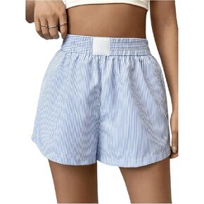 Milumia Women's Striped Wide Leg Shorts Summer Casual High Waisted Boxer Shorts