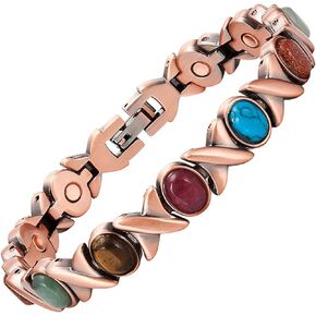 Copper Bracelets for Women, 7.28-8.46inch Colorful Turquoise Adjustable Bracelets with Magnets,Mother's Day Jewelry Gifts
