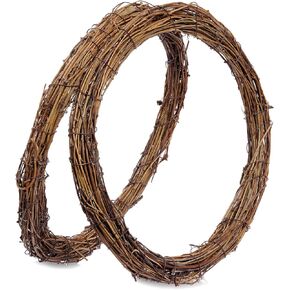 Grapevine Wreath Set, Marrywindix 2 Pieces Natural Vine Branch Wreath Christmas DIY Rattan Wreath Garland for Christmas Holiday Craft Wedding Decor (12 in.)