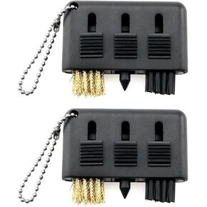 3-in-1 Golf Cleaning Brush 2PCS 3 in 1 Black Pocket Portable Retractable Multiple Use Golf Club Groove Cleaner Tool