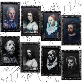 Labeol 4 Pack Halloween Decorations Indoor 3D Changing Face Scary Moving Picture Frame Creepy Haunted Wall Decoration Portrait Scary Halloween Decoration for Horror Party Castle House Home