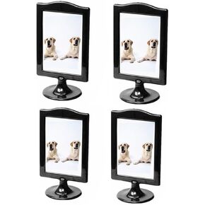 4x6 Inch Double Sided Standing Picture Frames,4 Pack Table Number Holders Pedestal Photo Frame with Inserts and Base, 2 Sided Black Frame for Photo Postcards,Tickets,Vertical Display