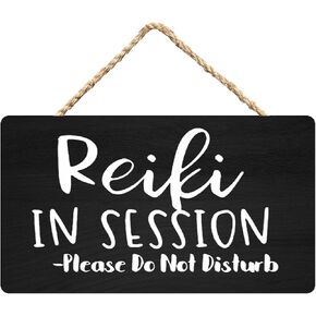 Reiki in Session Wood Sign Reiki Decor Wall Door Hanger Handmade Sign Do Not Disturb Rustic Wood Wall Sign Wooden Hanging Plaque Farmhouse Wall Art for Home Living Room12x6 Inch