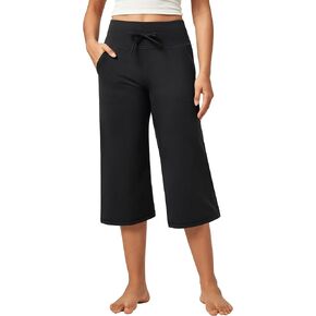 IUGA Wide Leg Capris for Women Stretch Capri Pants with Pockets High Waist Yoga Cropped Pants for Women Casual Summer