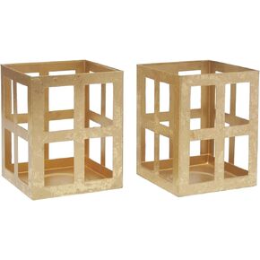 Hosley Iron Lantern Set of 2 - Iron Lantern with Two Free Tealight Candles for Home Decor Items | Candles for Home Decoration | Candle Holders for Home Decor | (Pack of 2, White)