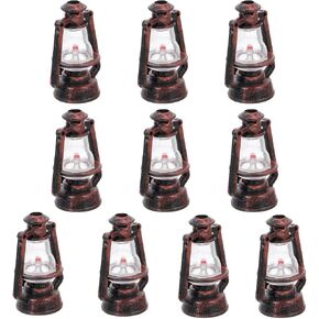 MAGICLULU 10 قطع مصباح الكيروسين الصغير أدى فانوس معلق الأعاصير الصغيرة فانوس زيت مصغر فوانيس شمعة ديكور فانوس شمعة صغير معلق فانوس الحلي مصباح جدار بلاستيكي مقاوم للرياح in Kuwait