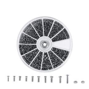 600pcs 12 Kinds of Screws Bolt Nuts Assortment Kit Stainless Steel Full Thread Machine Screws for Watches Glassess M1 M1.2 M1.4 M1.6
