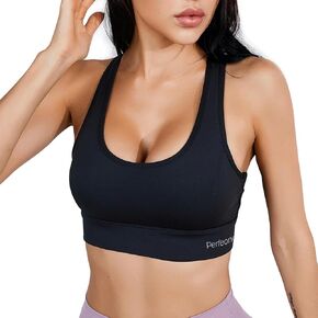 Girls Sports Racerback Bra, Racerback Sports Bra with Removable Cups Moisture-Wicking Compression Support Bra for Girls & Teens