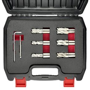 8PCS Annular Cutter Set,Magnetic Drill Press Bits,1" Cutting Depth,3/4" Weldon Shank,M2AL HSS with Pilot Pin and Hex Wrench,1/2"-1-1/16" Cutting Diameter
