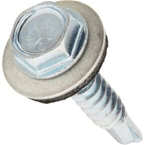 561028 10-16-Inch x 1-Inch Head Neoprene Washer Self Drilling Screw, 100-Pack, 1 inches, Silver